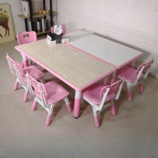 "Adjustable White/Wood Grain Children's Desk with Damp-proof Wood"