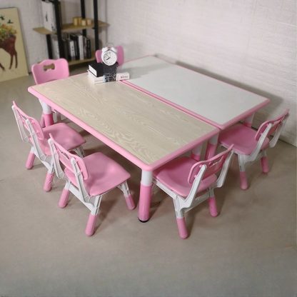 "Adjustable White/Wood Grain Children's Desk with Damp-proof Wood"