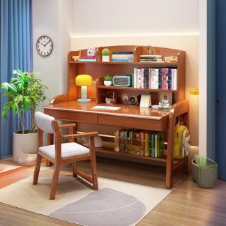 "Multi-levelled Rubberwood White/Magenta/Light Blue Children Computer Desk with Stockroom, Shelf, Drawer & Hutch"