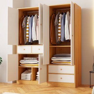 "Lumber Kids Armoire with 2 Drawers, Shelf, Clothing Rod, and 2/4 Doors"