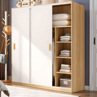 "Sturdy Lumber Kids Armoire with Shelf, Clothing Rod, and Door"
