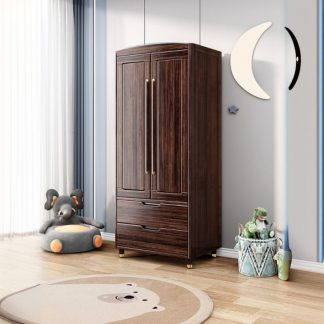 "Functional Children Armoire with Lumber Build, Shelf, Drawer, Clothing Rod, and Door"