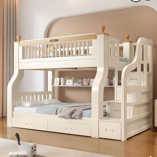 "6 Drawers/2 Drawers Panel Kids Bunk Bed Surrounding Standard Bunk Multiple Mattress Sizes with Underbed Storage, Credenza"