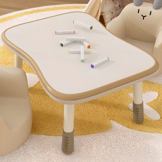 "Height-adjustable, Rainproof Kids Computer Desk with Beige Engineered Wood Top"