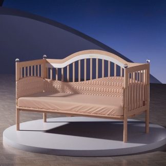 "Unfinished Color Simple Natural Wood Standard Kids Bed with Guardrail for Gender Neutral"