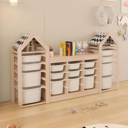 "Natural Finish Simplistic Standard Children's Bookshelf with 2 Shelves, Vertical Orientation, Open Back, Natural Wood, Standalone Installation"