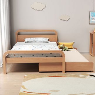 "Modish Wood Grain Lumber Panel Standard Kids Bed with Headboard & Footboard, Gender Neutral"