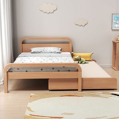 "Modish Wood Grain Lumber Panel Standard Kids Bed with Headboard & Footboard, Gender Neutral"
